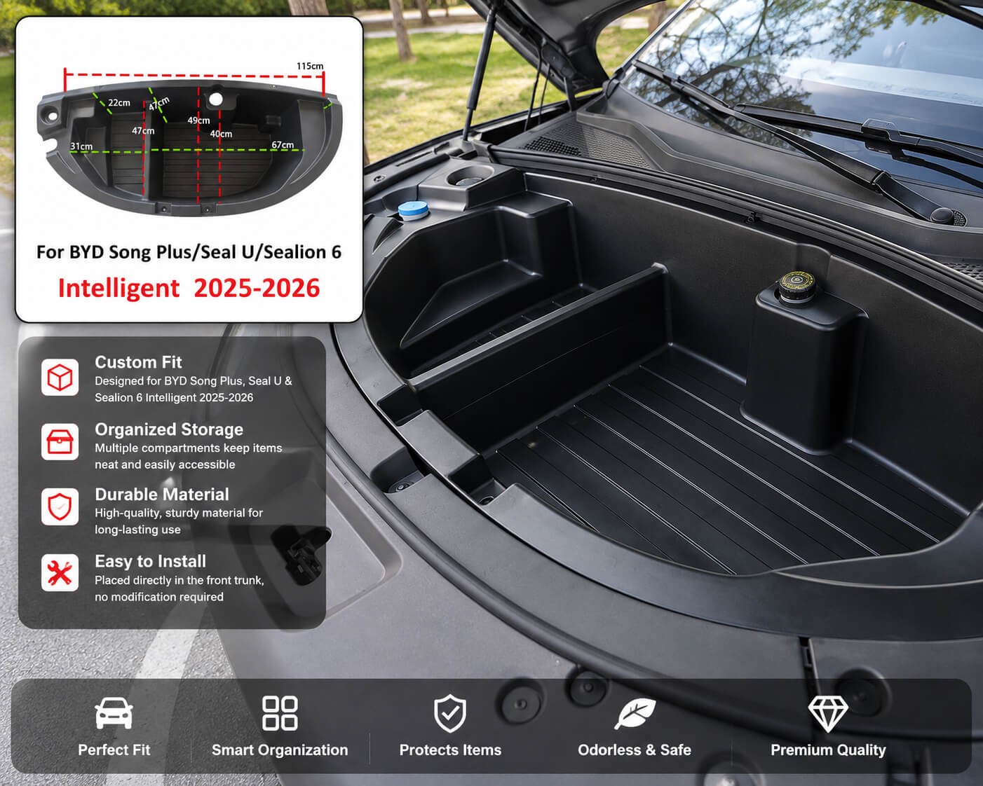 BYD Song Plus Seal U Sealion 6 Intelligent 2025 2026 Front Trunk Storage Organizer Box