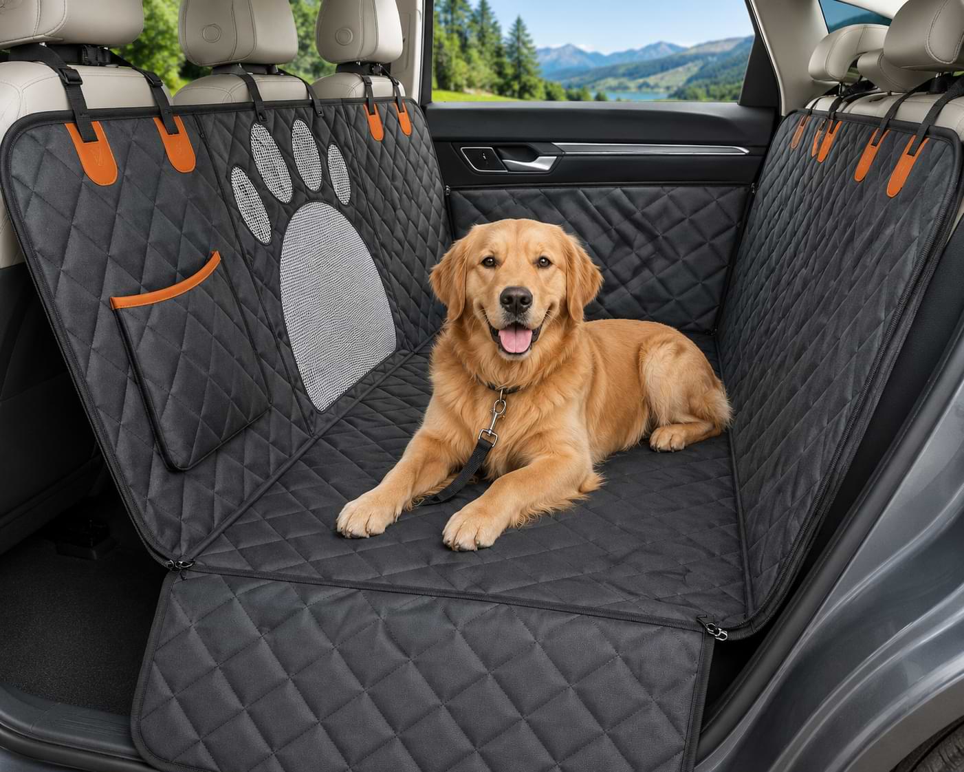 BYD Universal Dog Travel Seat Cover with Breathable Mesh Window (100% Waterproof)