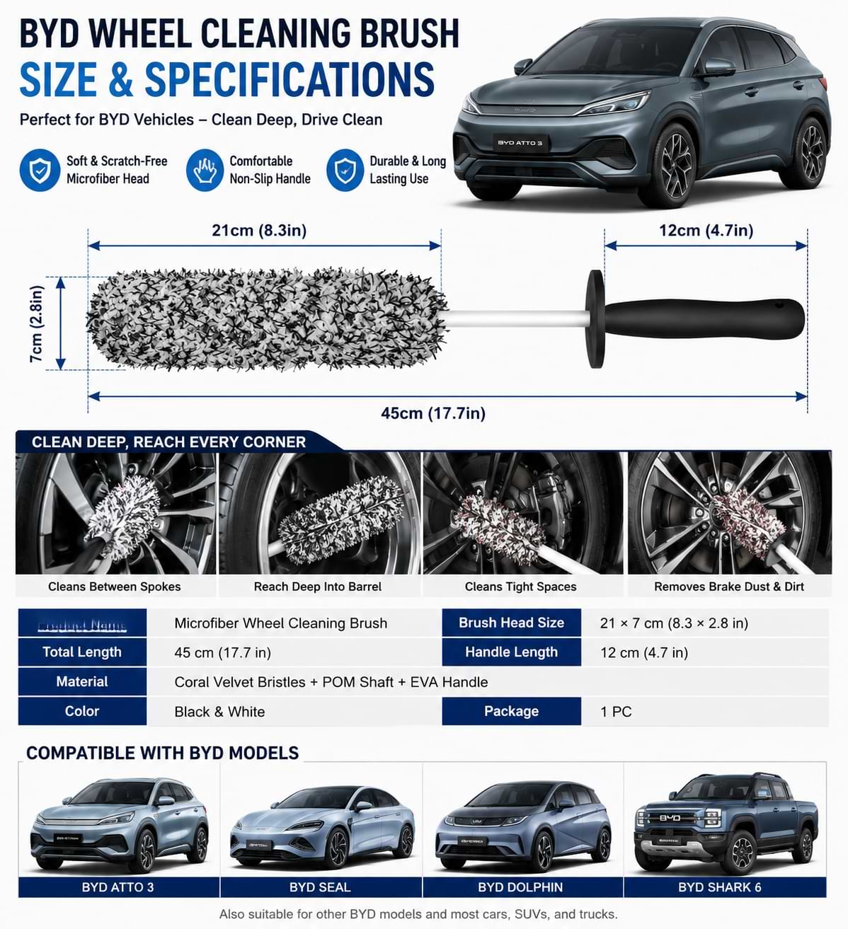 BYD Microfiber Wheel Cleaning Brush
