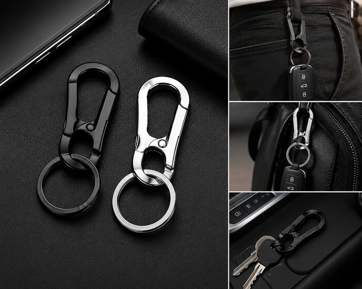 BYD Zinc Alloy Car Keychain Black & Silver Carabiner Key Ring