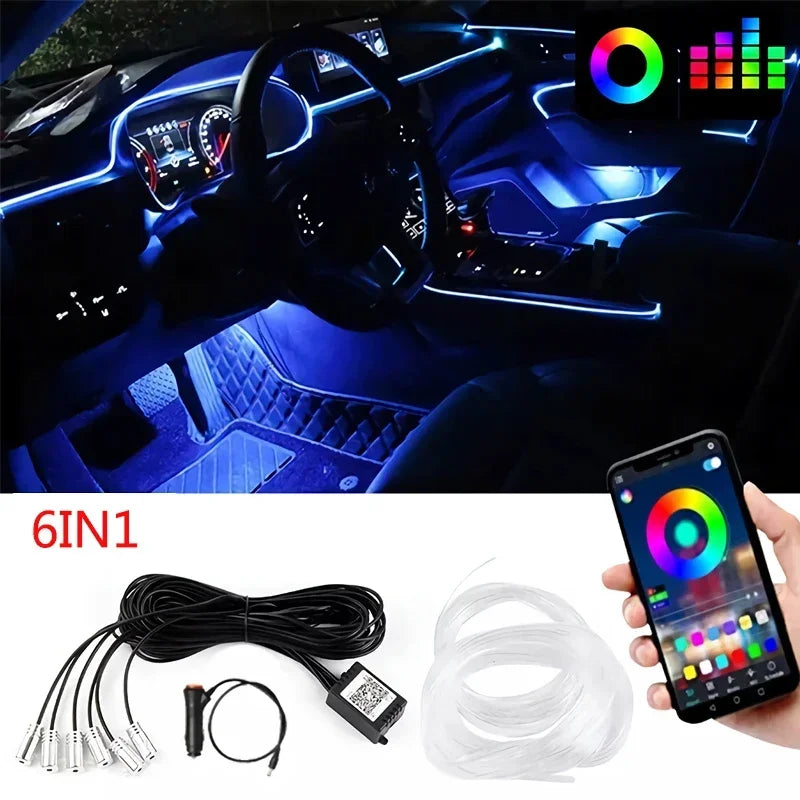 byd Car interior with RGB lighting kit and smartphone app control
