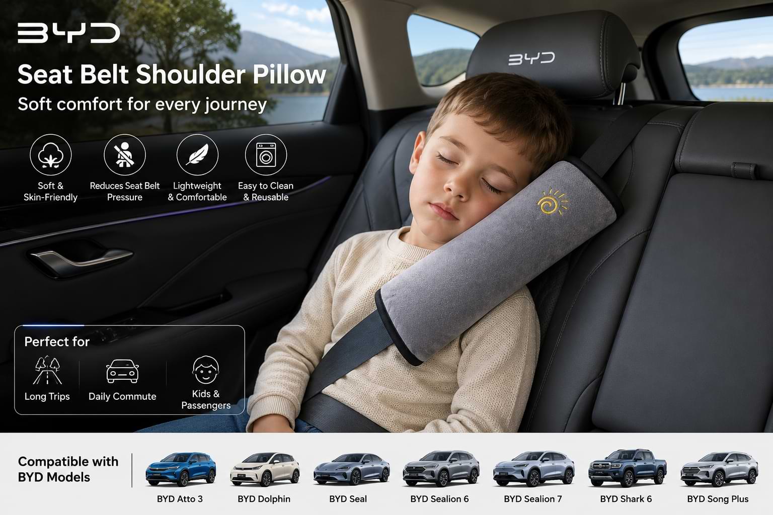 Soft Car Seat Belt Shoulder Cover for Baby and Child Safety Belt Protection in byd car