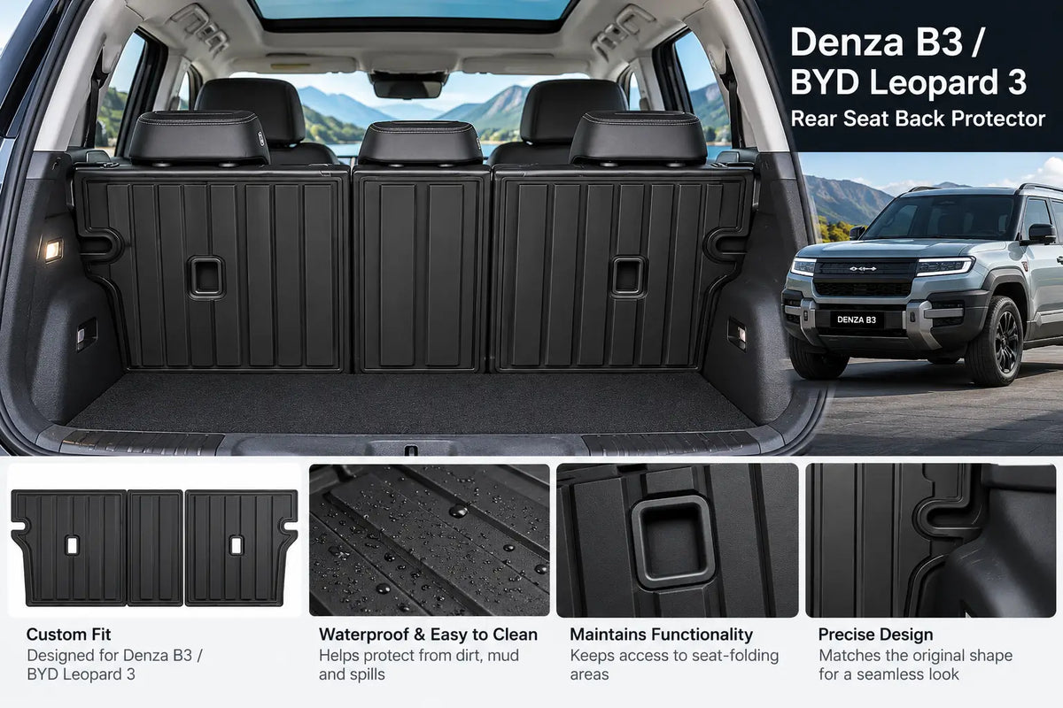 Denza B3 / BYD Leopard 3 rear seat back protector installed in cargo area