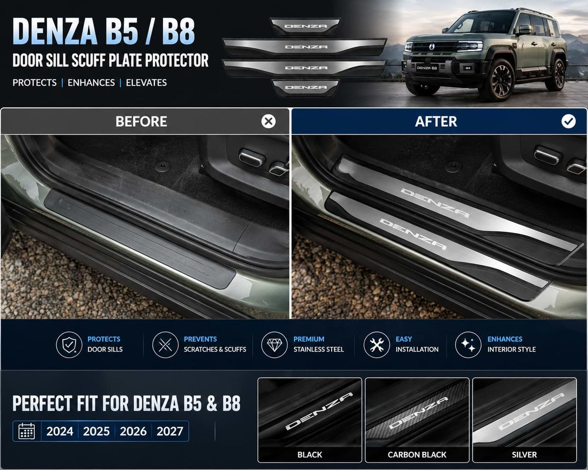 DENZA B5 B8 Door Sill Scuff Plate Protector Before After