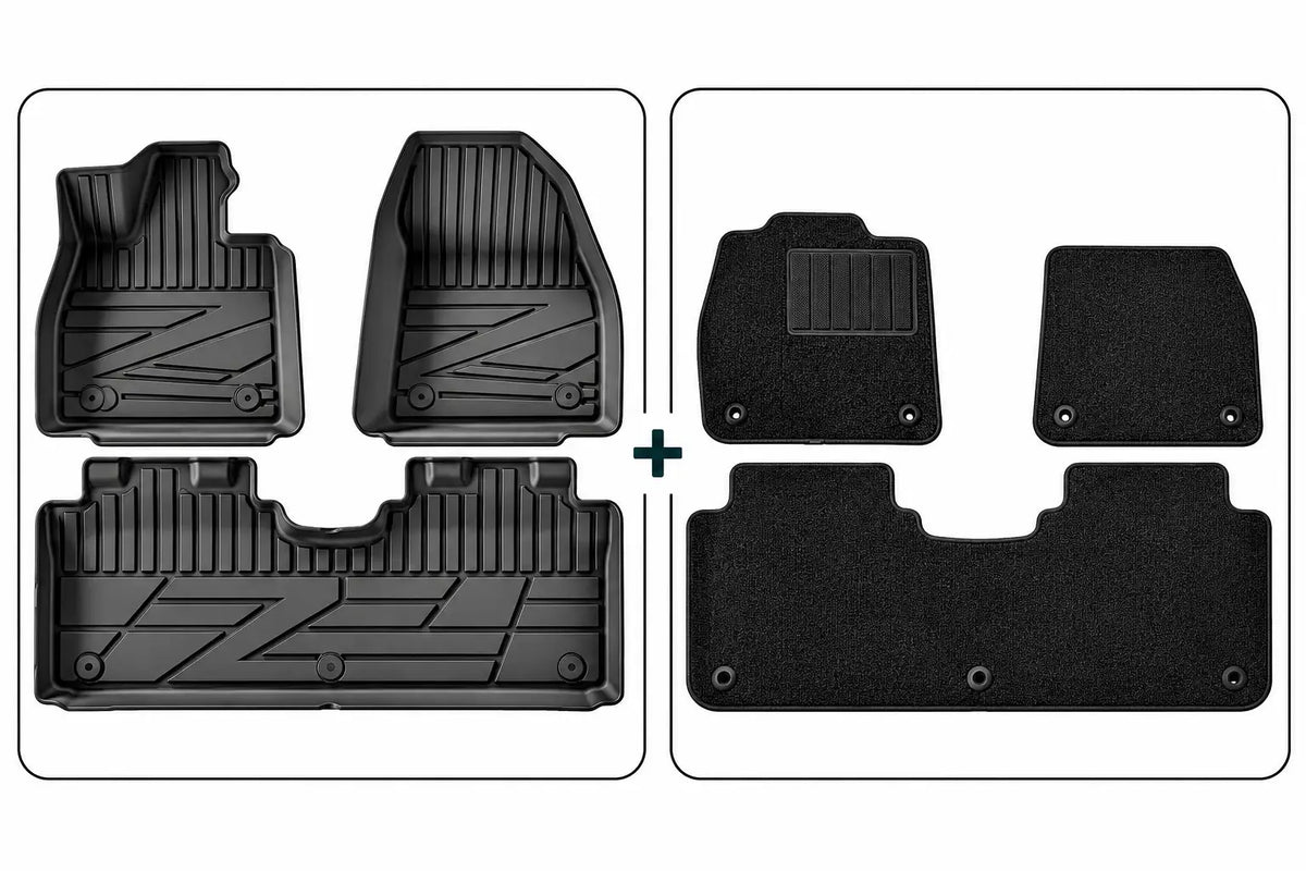 7-piece moulded floor mat set with front and rear coverage for the DENZA Z9GT.