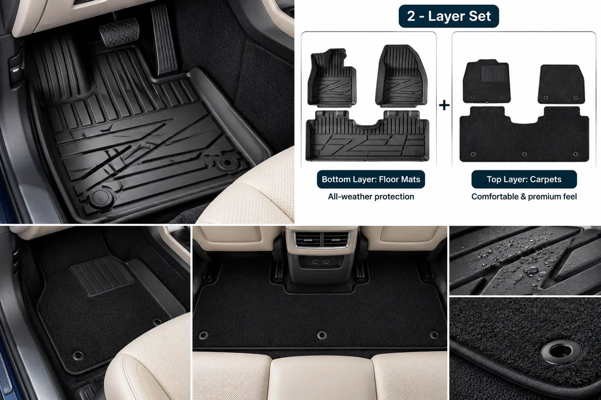 DENZA Z9GT 2-layer floor mats and carpet set installed