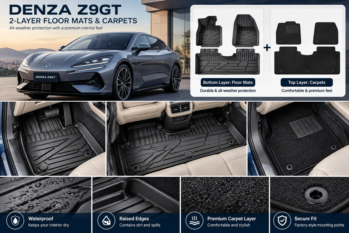 DENZA Z9GT 2-layer floor mats installed in car interior