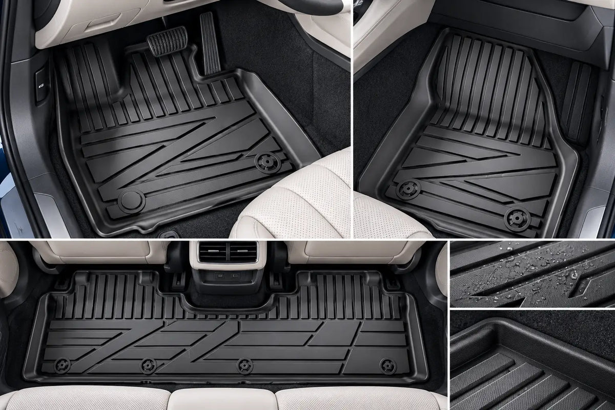 DENZA Z9GT floor mats installed in front and rear footwells