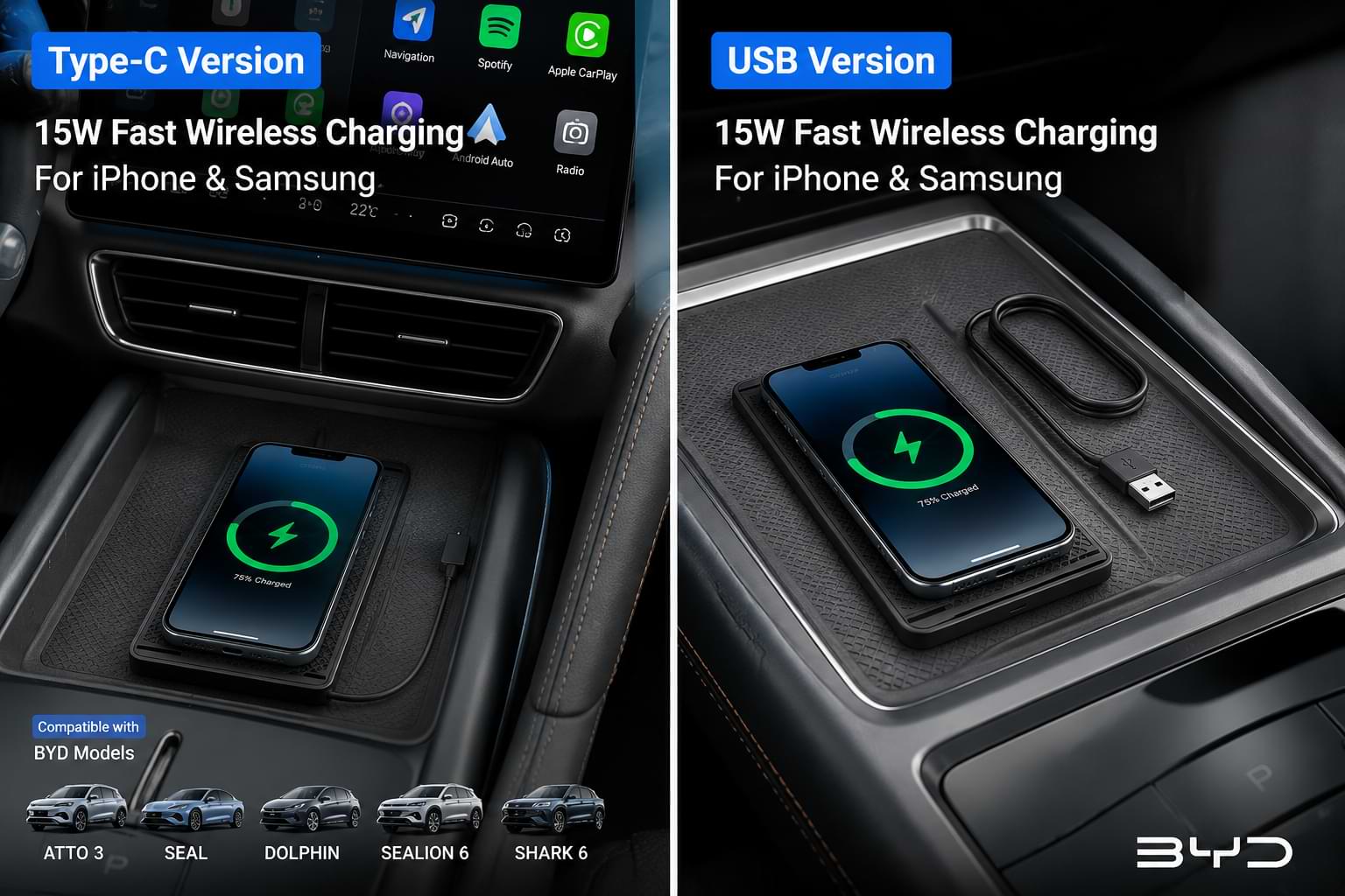 Wireless Car Charger Silicone Pad Fast Charging Stand for iPhone 16 Pro Max and Samsung Galaxy S24