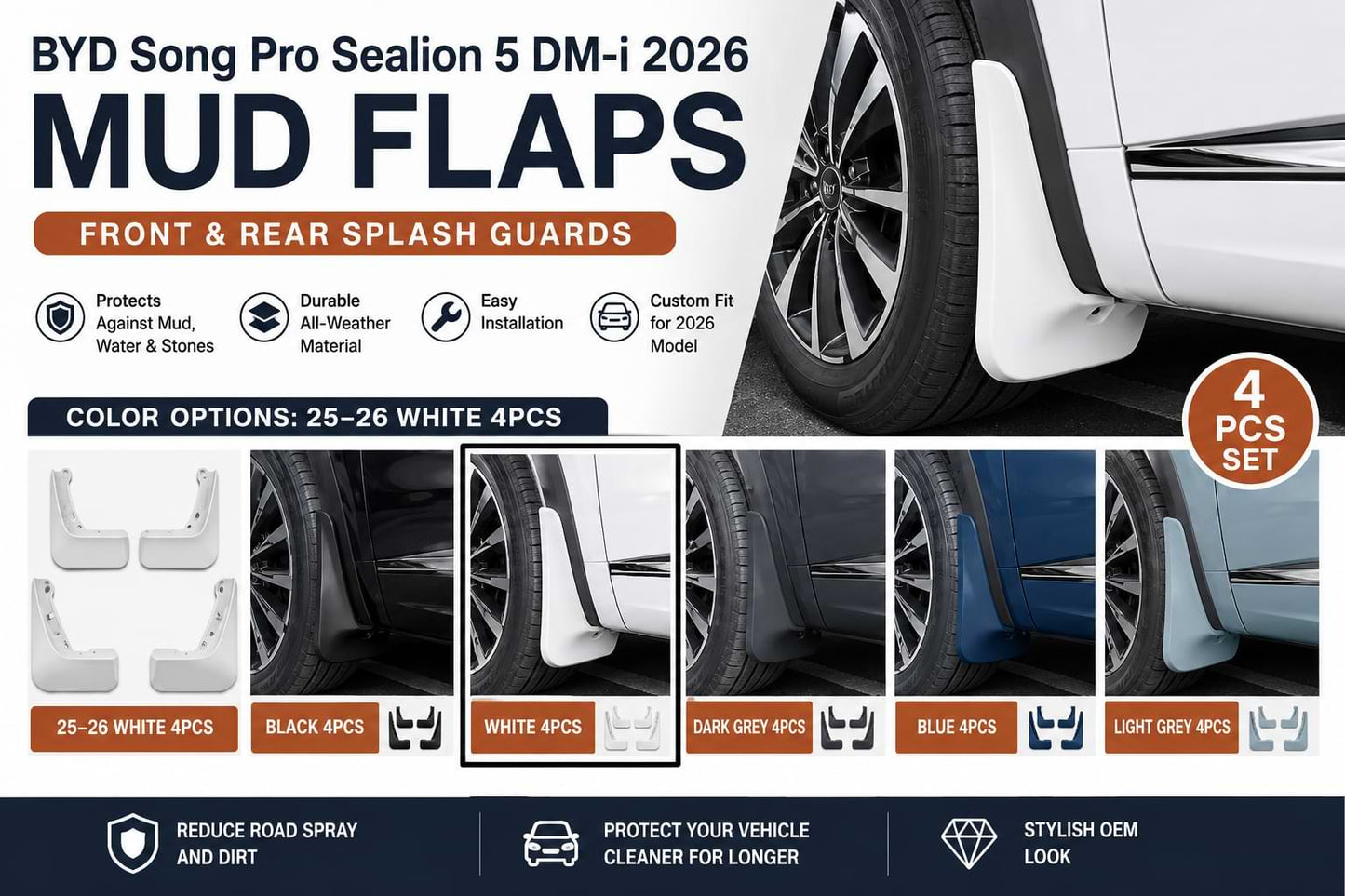 BYD Song Pro Sealion 5 DM-i 2026 Front and Rear Wheel Mud Flaps Splash Guards